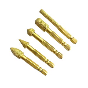Diamond Grinding <b>Bits</b> Hex Shank 6 Mm Gold Finish For Metal <b>Drilling</b> Quick Change Chuck - Product Image 1