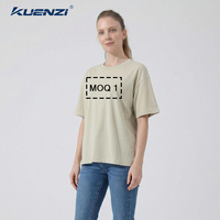T-shirt pour femme Kuenzi, personnalisé avec logo, col rond, manches courtes, 100% coton, 220 GSM, coupe ample, épaules tombantes