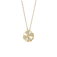 Bijoux en argent à la mode en gros CZ cristal zircon cubique coquille amour coeur pendentif 4 feuilles trèfle collier magnétique pour mémorial