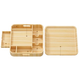 Wooden Storage Tray With <b>Drawer</b> Pine Wood Multi Functional Organizer For Living Room Desktop Snack Fruit Holder - Product Image 3