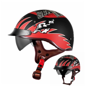 Casco Abierto para Motocicleta con Visera Retráctil, Diseño Vintage con Estampado de Grafiti, para Motocicletas Cruiser, para Adultos - Product Image 1