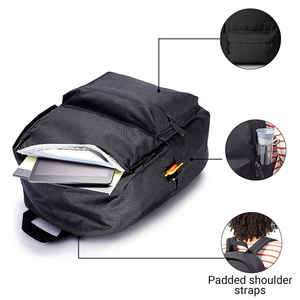 For Basics Unisex Canvas <strong>Backpack</strong> for School Study Travel Durable Classic Design <strong>Black</strong> - Product Image 3