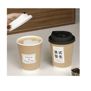 Tazas de papel Kraft biodegradables de doble pared SGP, diseño de forma única, tazas de café para llevar impresas desechables, venta al por mayor, sin impuestos - Product Image 6