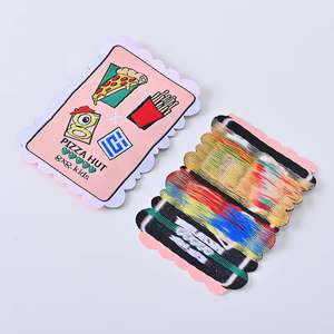 Đầy màu sắc kết thúc gấp dệt + Nhãn Twill chăm sóc quần áo tag may trên tùy chỉnh cá nhân Logo bông vải in nhãn - Product Image 1