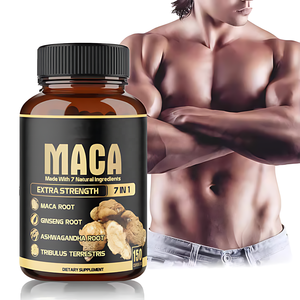 Capsules de poudre de racine de maca biologique, de ginseng et d'ashwagandha, marque privée OEM, booster d'énergie sportive, compléments alimentaires à base de plantes - Product Image 1