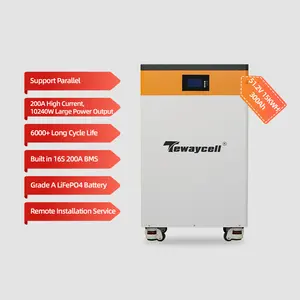 Tewaycell 48v 51.2v 300ah 15kwh 바닥 장착 쉬운 이동 태양 에너지 저장 장치 에너지 저장 배터리