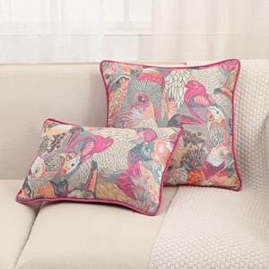 Elegante <span class=keywords><strong>funda</strong></span> de almohada cuadrada geométrica de estilo nórdico para niñas, Jacquard rojo rosa de lino, decoración del hogar para sala de estar y dormitorio - Product Image 2