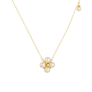 Four Leaf Clover Pearl Necklace AAA Grade Gold Chain Flower Design Everyday Wear - Product Image 5