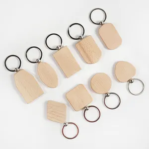 Porte-clés en bois personnalisé, 50 pièces, étiquette pour bricolage, artisanat