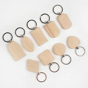Personalized Custom Blank Wooden Key Chain Wood Keychain Key Ring Key Tags for DIY Craft