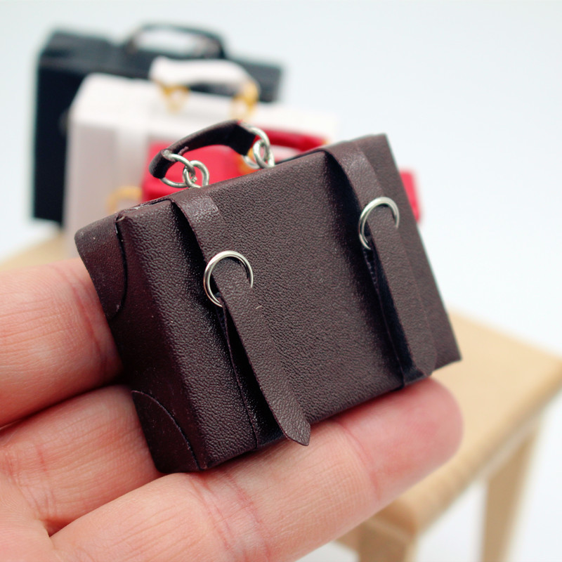 IN STOCK Mini Tote Bag Brown Red Miniature Dollhouse Accessories