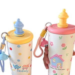 Bouteille <span class=keywords><strong>d</strong></span>'<span class=keywords><strong>eau</strong></span> isotherme de 700 ml avec imprimé de dessin animé fantaisiste, gourde en acier inoxydable pour enfants avec couvercle en forme de château - Product Image 5