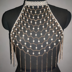 YANYE Collana di perle fatta a mano, reggiseno senza spalline aderente, catena per il corpo, accessori di abbigliamento femminile, reggiseno a catena con perle - Product Image 1