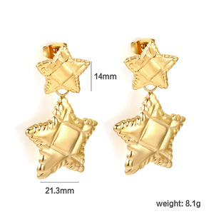 Pendientes colgantes de aleación de zinc con forma de estrella para mujer, joyería de moda para fiesta, diseño geométrico EA5A1601G - Product Image 2