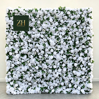 Elegante 8FTX8FT Weiß-Rosa Seidenblumenwand Simulierte Rosenwand für Heim und Party