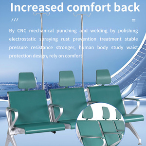 3인용 수액 대기 의자 병원용 의자 내구성 있는 금속 소재 - Product Image 4