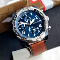 Jam Tangan Pria Quartz Terlaris Dial Arab Besar Tali Kulit Tampilan Tanggal Fashion Tahan Air Kronograf Relojes