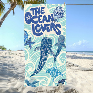 Serviette de plage ChamXue Série Bleue Style Océan, séchage rapide, ultra absorbante, en microfibre, motif tortue de mer de dessin animé - Product Image 4