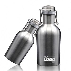 Growler à bière en acier inoxydable 2L - Bouteille isotherme à double paroi personnalisée 64oz pour un stockage parfait des boissons - Product Image 1