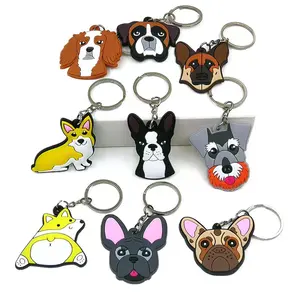 Profession elle Hot Sell Weich PVC Gummi Custom Pet Dog Shaped Tier Cartoon Glocke Ring Schlüssel anhänger