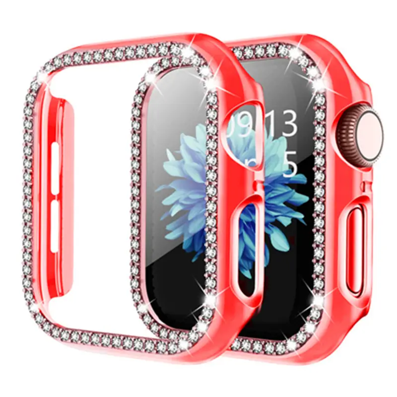 Bling case for Apple Watch Bumper Case Compatible with Apple Watch Series 6 5 4 Se 44mm Luxury Crystal Diamonds Face Covers for