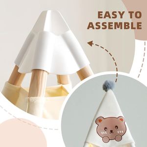 Tente tipi pour enfants en toile de coton de qualité supérieure pour l'intérieur avec lumières étoiles - Product Image 3
