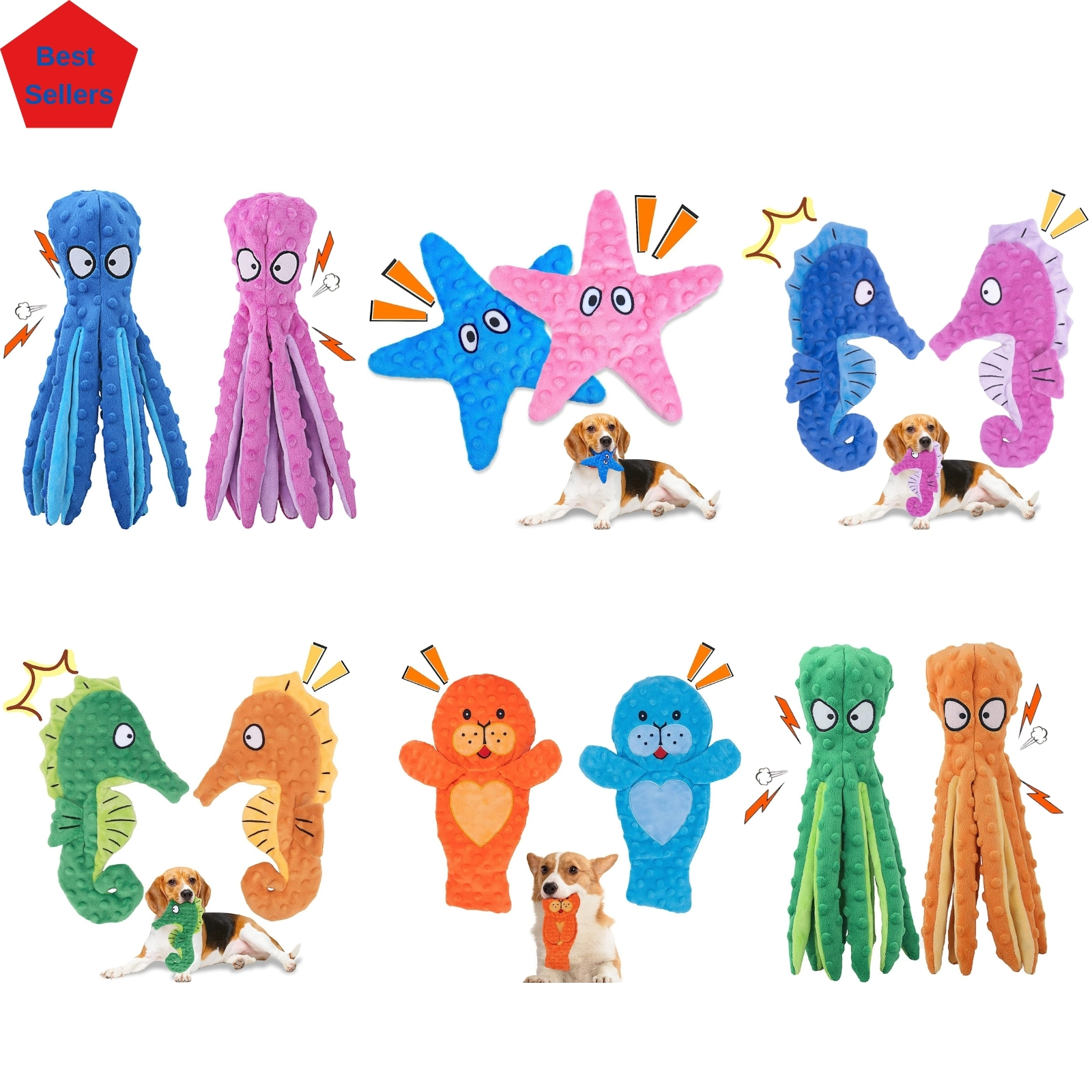 Wholesale Customization Cute Classic Soundmaking Leather Shell Teddy Octopus Dog Toy Medium Size Golden Hair Method Squeaky Pet - 1