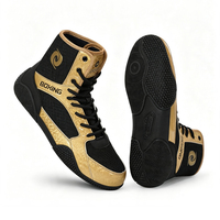 Chaussures d'entraînement de boxe personnalisées en gros, souples, légères, antidérapantes, en caoutchouc, respirantes, avec protection de la cheville, pour commande en gros
