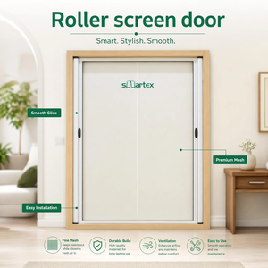 Puerta <span class=keywords><strong>Mosquitera</strong></span> <span class=keywords><strong>Enrollable</strong></span> Retráctil sin Rieles, Pantalla Plisada Antimosquitos para Entrada de Villa de Lujo - Product Image 1