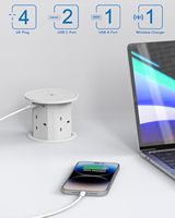 Multiprise industrielle 4 prises avec chargeur sans fil 15W, 4 prises UK, 3 ports USB, anti-effraction, Wi-Fi, pour cuisine et hôpital