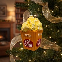 Ornement de Noël personnalisé en résine en forme de boîte à popcorn, thème boulangerie, pendentif à suspendre pour sapin de Noël, décoration de maison pour les fêtes, cadeau