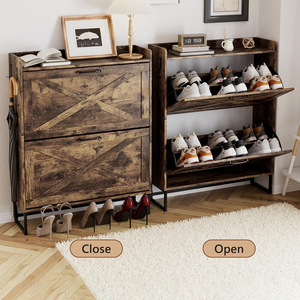 European Style Flip Down <b>Shoe</b> Cabinet Double Layer <b>Space</b> <b>Saving</b> <b>Storage</b> Rack For Living Room Entryway Floor Standing - Product Image 4