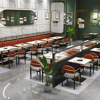 Ensemble de banquettes modernes pour restaurant, canapé rembourré avec table à structure métallique pour café, bar, hôtel, mobilier commercial