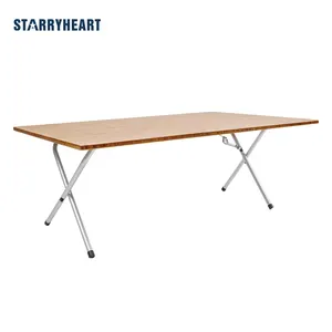 STARRYHEART Wholesale Phoebe Chinensis Chun Aluminum Frame Bamboo Wood Table Portable Camping Folding Table