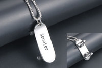 Collier tendance en acier inoxydable, 1 pièce, style Cool, pour Scooter et Skateboard, breloque Sport, bijoux