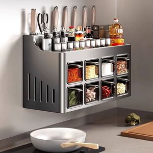 Kitchen Salt Seasoning Jar, Chopsticks, Spoons, Multifunctional Kitchen <b>Shelf</b> - Product Image 1