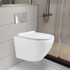 Designs de salles de bain : WC <span class=keywords><strong>suspendu</strong></span> mural en céramique moderne avec chasse d'eau, <span class=keywords><strong>bidet</strong></span> intégré - Product Image 4