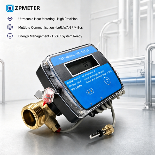 ZPMETER 213A Ultrasonic Thermal Energy Meter DN15 Brass Pipe RS485 2400/9600 MBUS Multi-view LCD Display 4-95 Residential