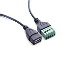 USB 2.0 Stecker-Buchse 5-Pin Terminal Adapter Schwarz Kupfer Lötfreier Schraubstecker Konverter Verlängerungskabel Anschluss Zubehör
