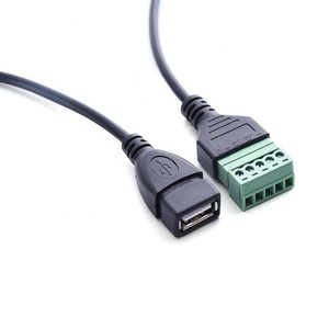 Адаптер USB 2.0 (штекер-гнездо), <span class=keywords><strong>5</strong></span>-контактный, черный, медный, без пайки, с винтовым креплением, конвертер, удлинитель, кабель, разъем, аксессуары - Product Image 4