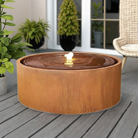 Ornement de jardin en acier rouillé, fontaine d'eau de paysage de table d'eau ronde en acier corten avec pompes
