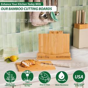 Bamboo Cutting Board With Storage Rack Rectangle <b>Wooden</b> Multifunction Kitchen Fruit Vegetable Baby Food Chopping <b>Block</b> - Product Image 3