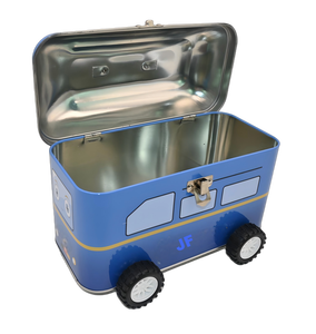 Caja de Hojalata Ecológica Reciclable con Forma de Autobús de Dibujos Animados, con Asa y Ruedas, Logotipo Personalizado, con Cierre, para Regalos de Fiesta Infantiles - Product Image 4