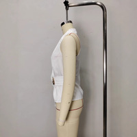 Gaun Satin Putih Tanpa Lengan Model Halter V-Neck Slim Fit dengan Kancing di Pinggang untuk Wanita Musim Panas