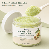 Gommage corporel au lait d'avocat 100 ml, marque privée OEM ODM, hydratant, exfoliant doux pour peaux sèches et rugueuses