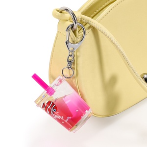 Acquario acqua liquore fluido portachiavi galleggiante Tapioca flottante Boba bolle di latte tè portachiavi Aqua portachiavi acquario - Product Image 6