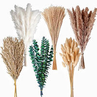 Combinaison de décorations de mariage artisanales en eucalyptus préservé, herbe de la pampa séchée et herbe de queue de lapin en vrac pour la Fête des Mères et Noël