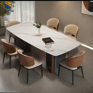 KT STONE Tavolo da Pranzo in Pietra Naturale con Lavorazione Squisita, <span class=keywords><strong>Base</strong></span> Antiscivolo, Sicuro e Stabile, per Banchetti Aziendali, in Marmo - Product Image 1