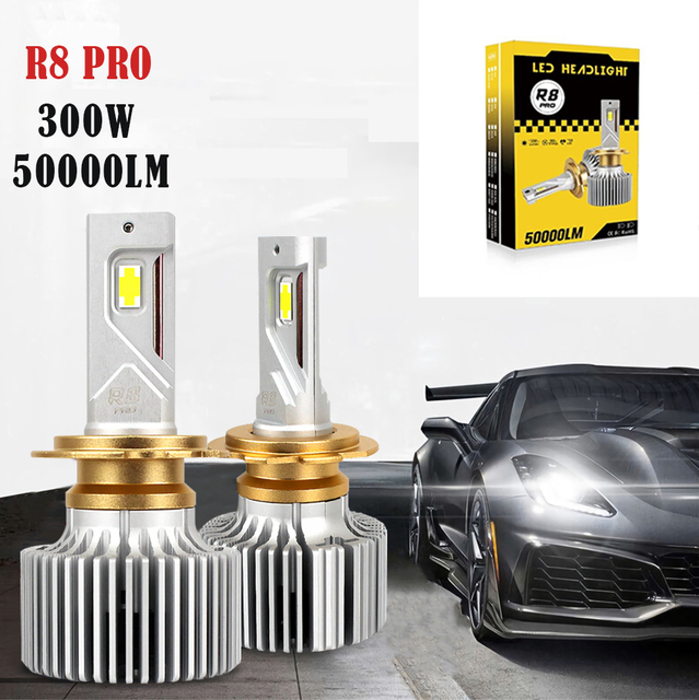 Auto Lighting Systems Super Bright R8 Pro Led Headlight Bulb 300W 50000LM Faros Led H7 H11 H4 Car Led Headlight Bulbs