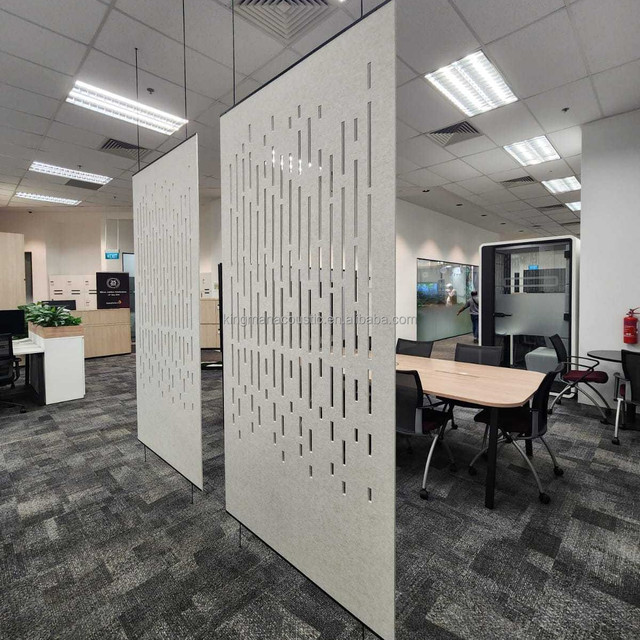 KINGMAN 100%Polyester PET Acoustic Modern Office Partition Panels Portable Room Dividers Sound Proof Warehouse & Outdoor Use